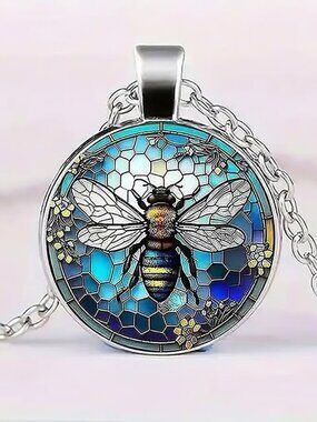 Silver Colorful BEE Pendant Necklace